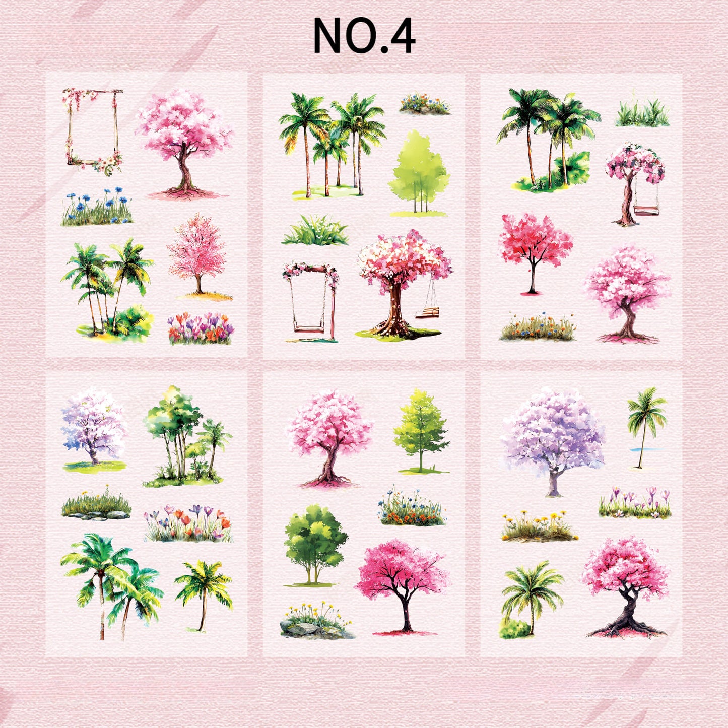 Four Seasons Trees PET Stickers