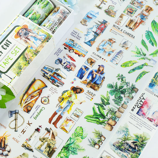 4PCS Travel Series PET/Washi Tape