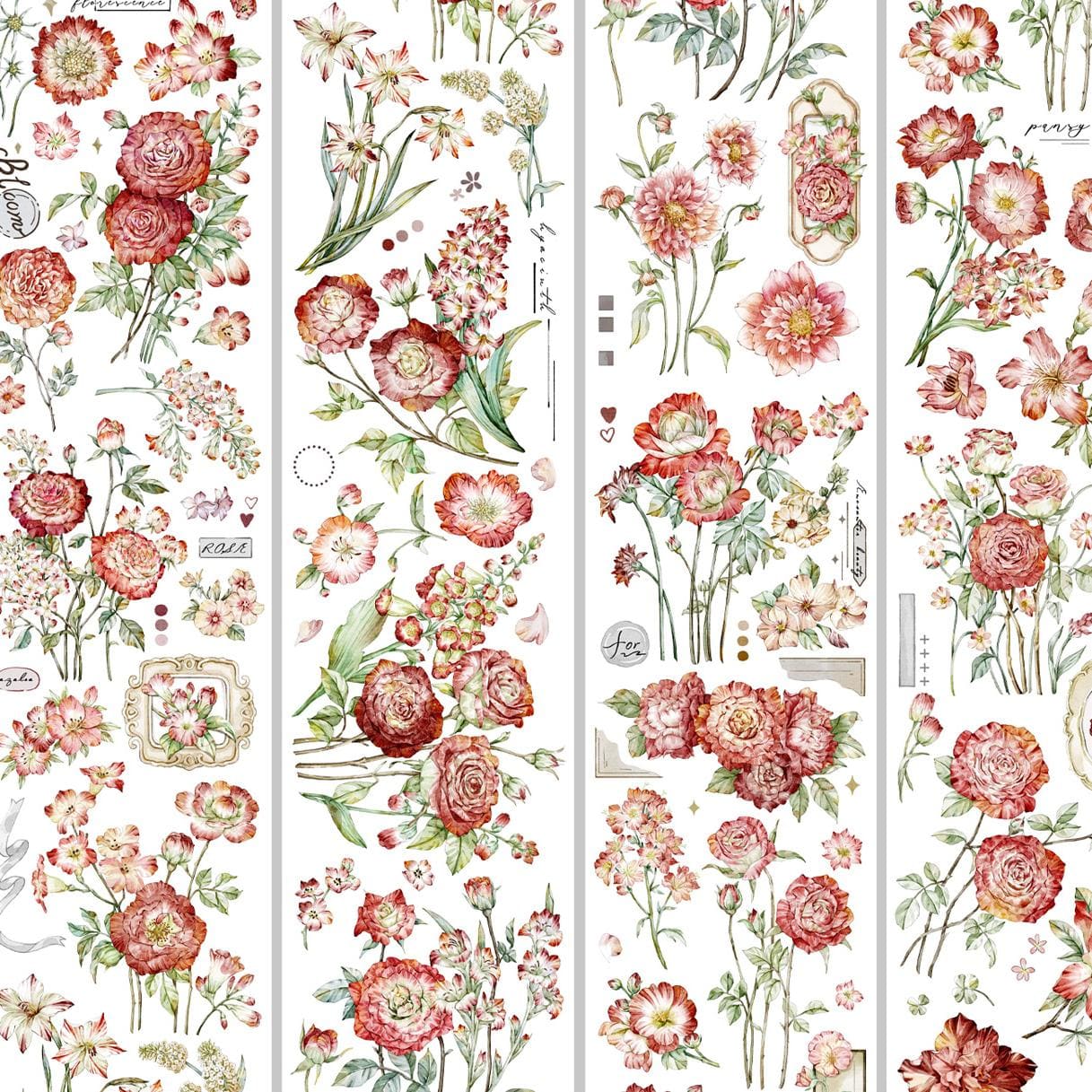 6cm*5m Die-Cut Red Flower Tape