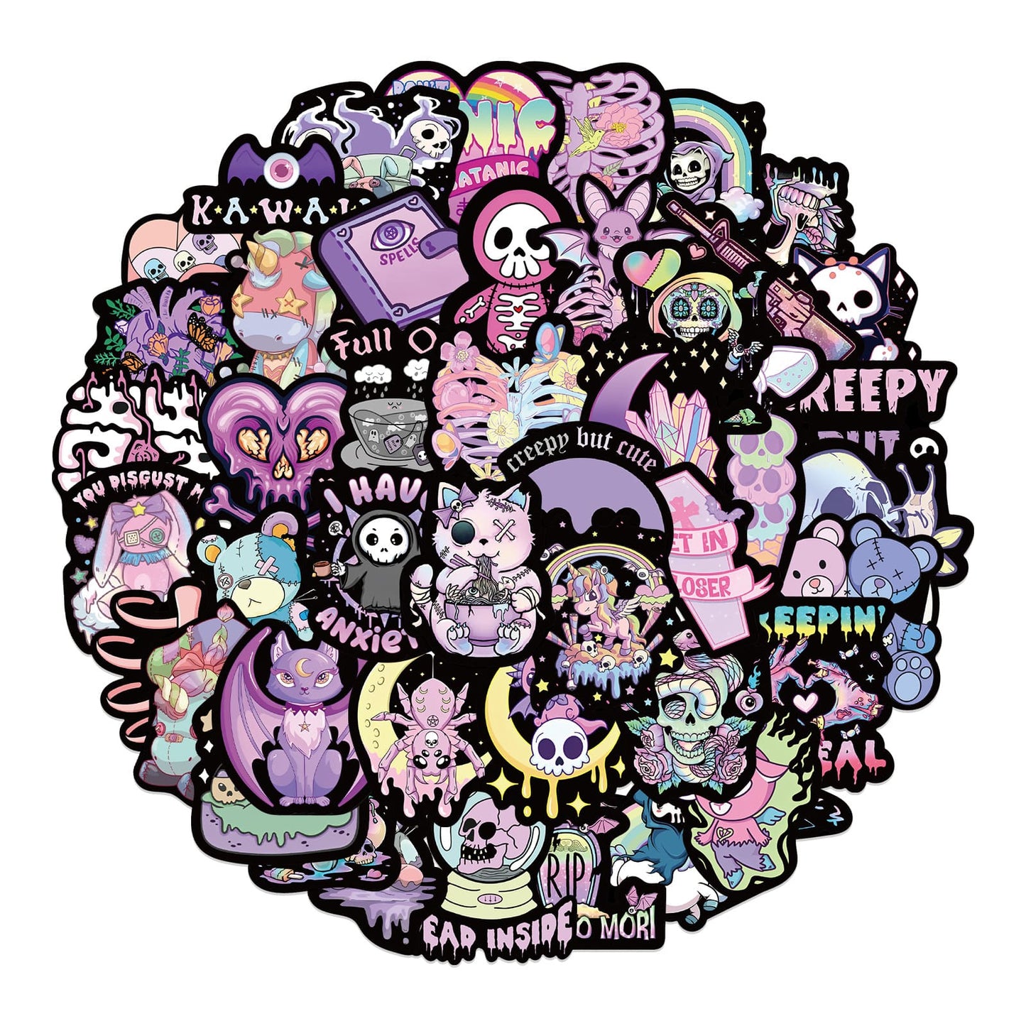 50PCS Gothic Dark Purple Sticker Pack