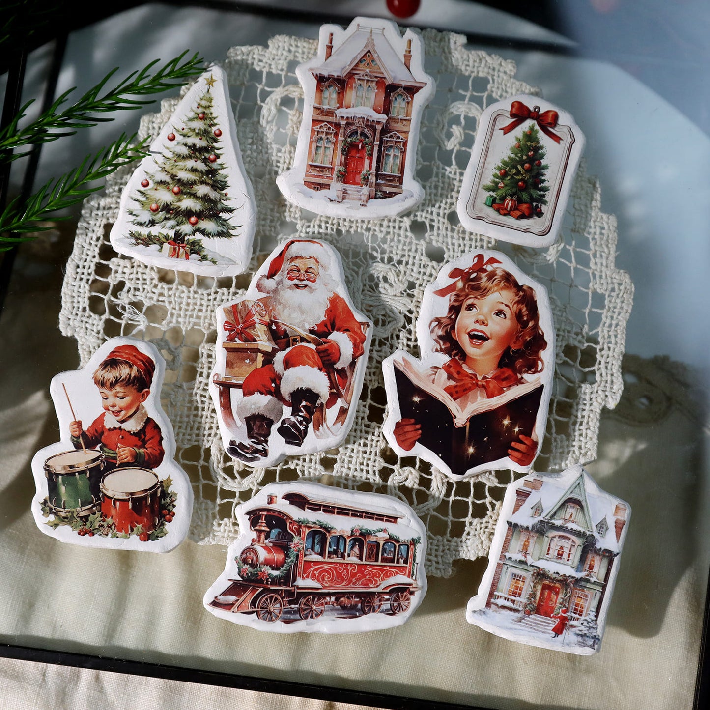 3PCS Retro Christmas Character Transfer Stickers