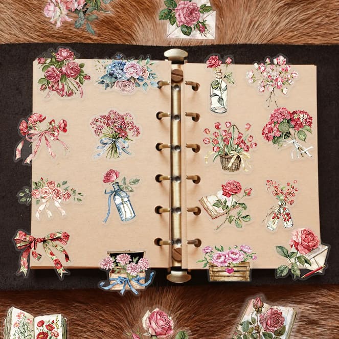 50PCS Pink Floral Sticker Pack