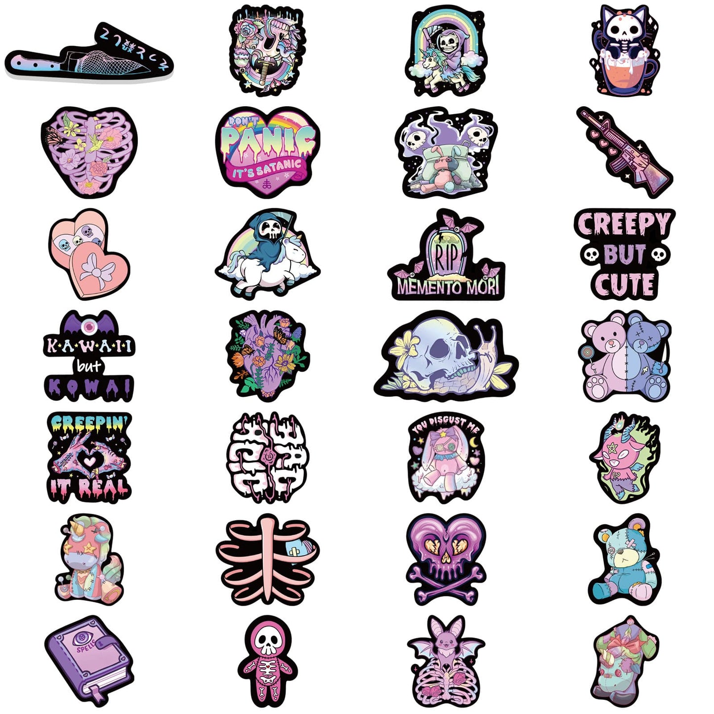 50PCS Gothic Dark Purple Sticker Pack