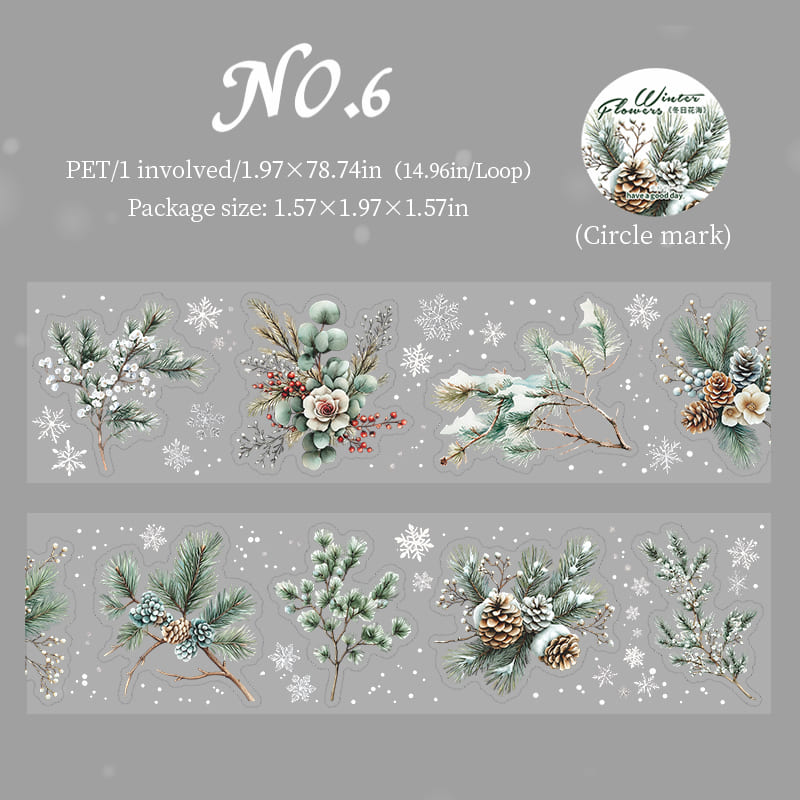 Winter Floral Die-Cut PET Tape