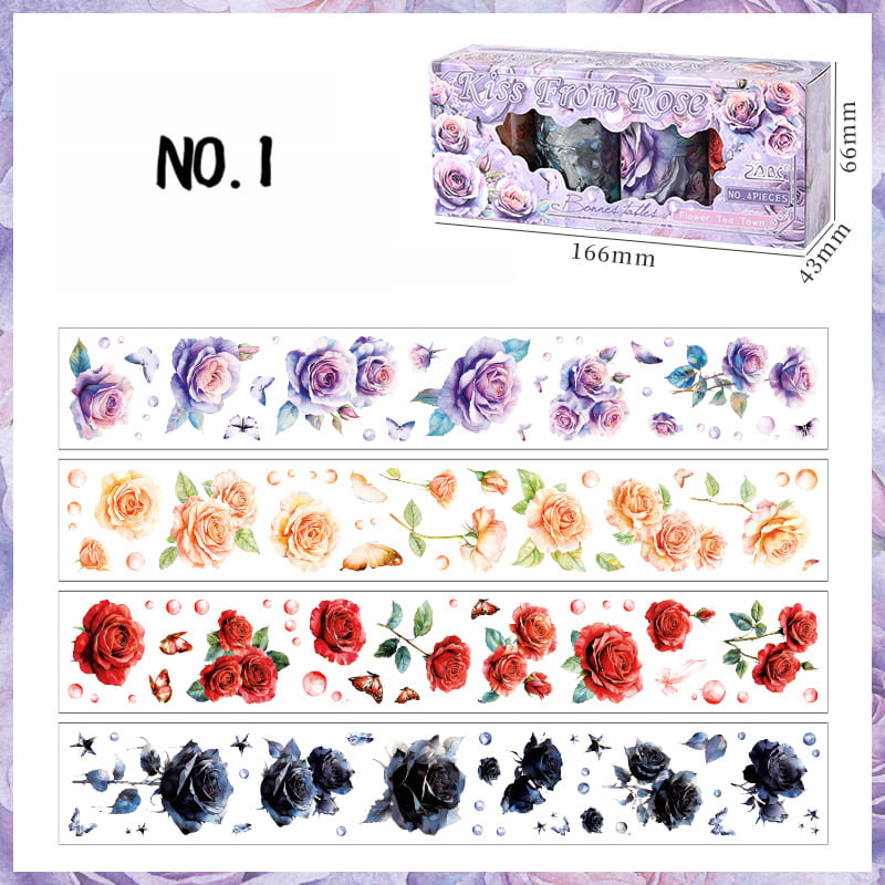 4 PCS Floral Theme PET Tapes