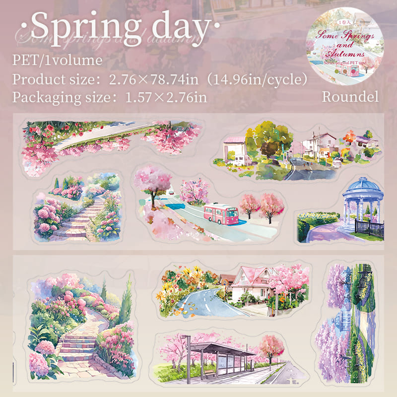 Spring Day PET tape – floral and seasonal journaling landscape