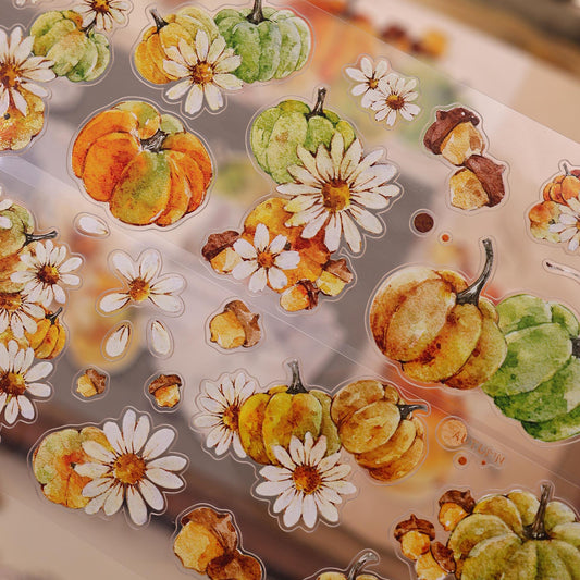 Die-Cut Vintage Pumpkin Floral PET Tape