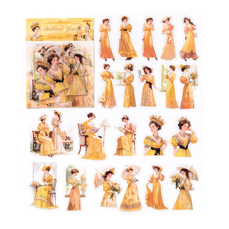 Orange tone character stickers aesthetic PET