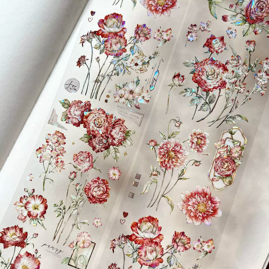 6cm*5m Die-Cut Red Flower Tape