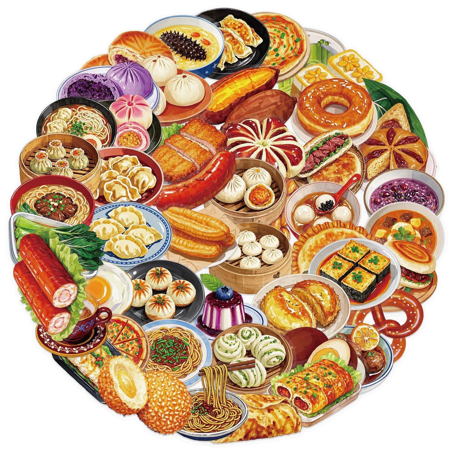 50PCS Chinese Cuisine Food Stickers