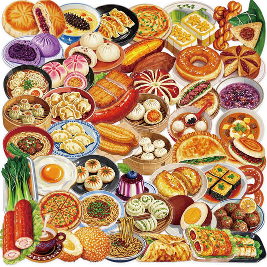 50PCS Chinese Cuisine Food Stickers
