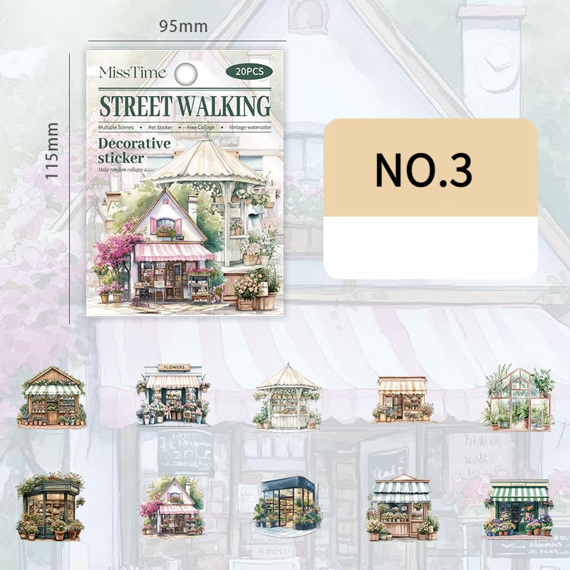 20PCS Street Corner Theme Stickers