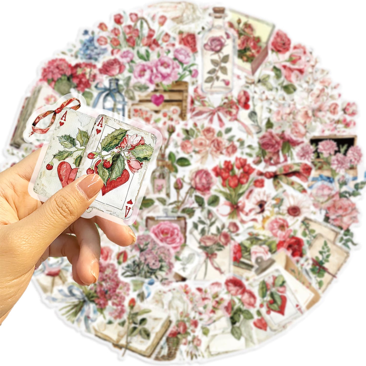 50PCS Pink Floral Sticker Pack