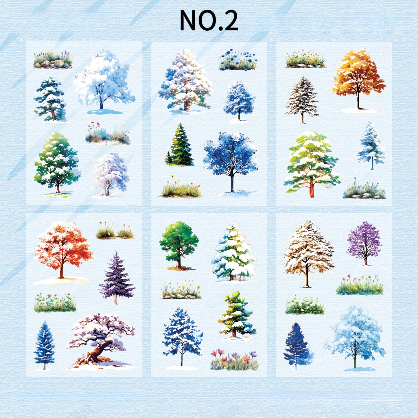 Four Seasons Trees PET Stickers
