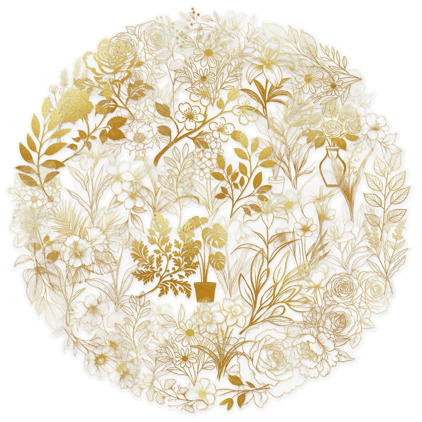 50PCS Golden Plants Stickers