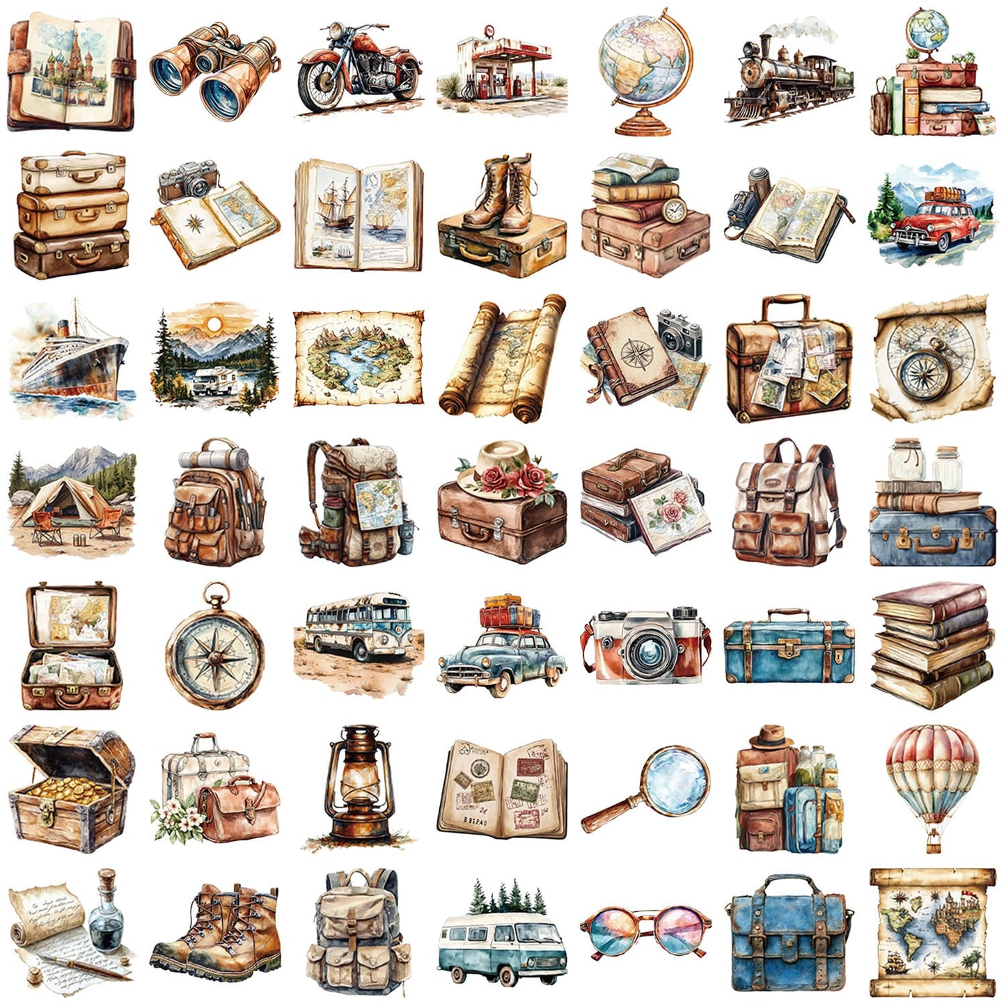 50PCS Vintage Travel Sticker Pack