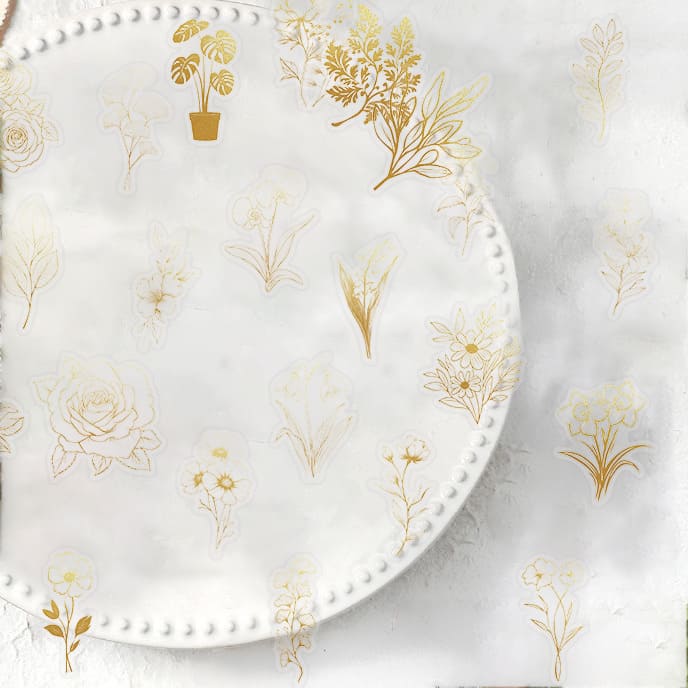 50PCS Golden Plants Stickers