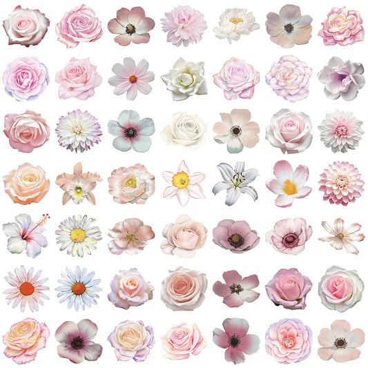 50PCS Pink Flower Stickers