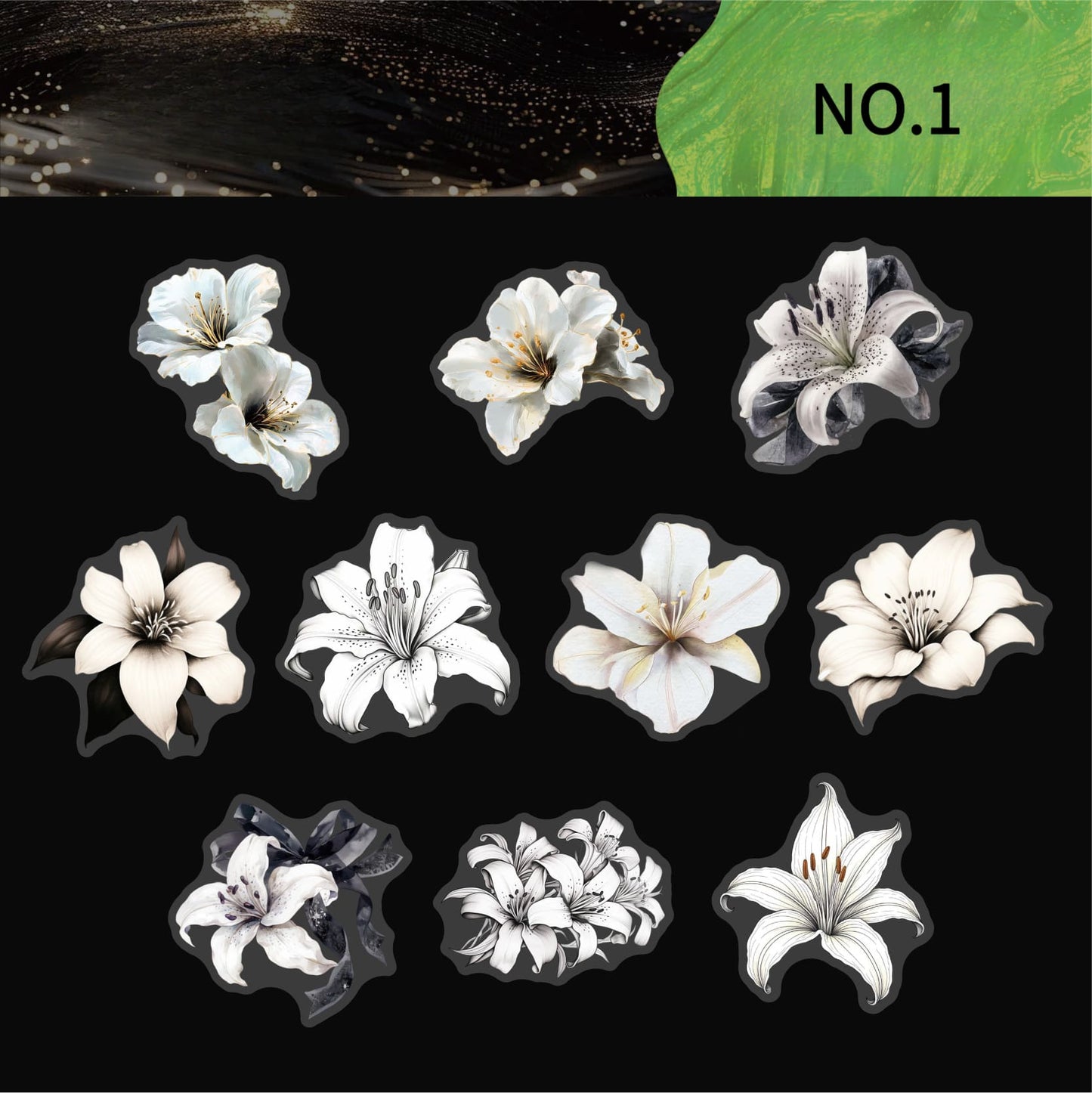 White Floral Stickers