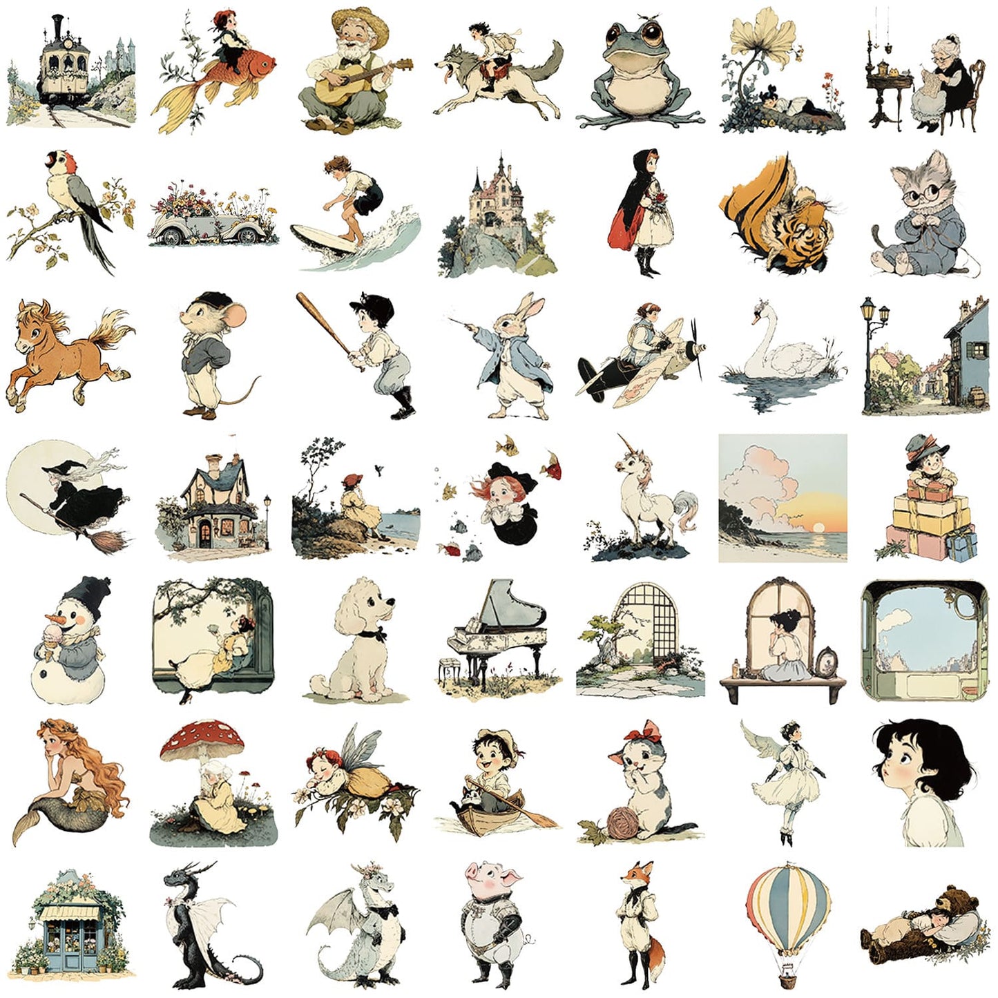 50PCS Childlike Comic Sticker Pack