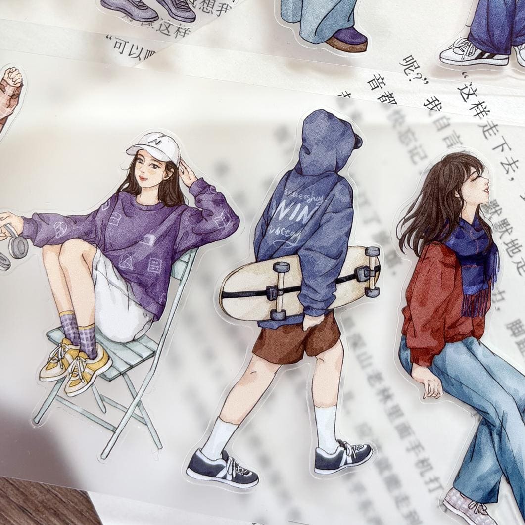 8cm*100 cm Die-Cut Casual Character Series One cycle Tape