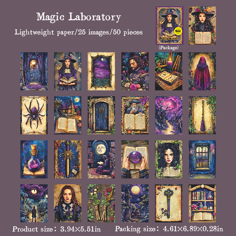 50PCS Witch Theme Scrapbook Paper