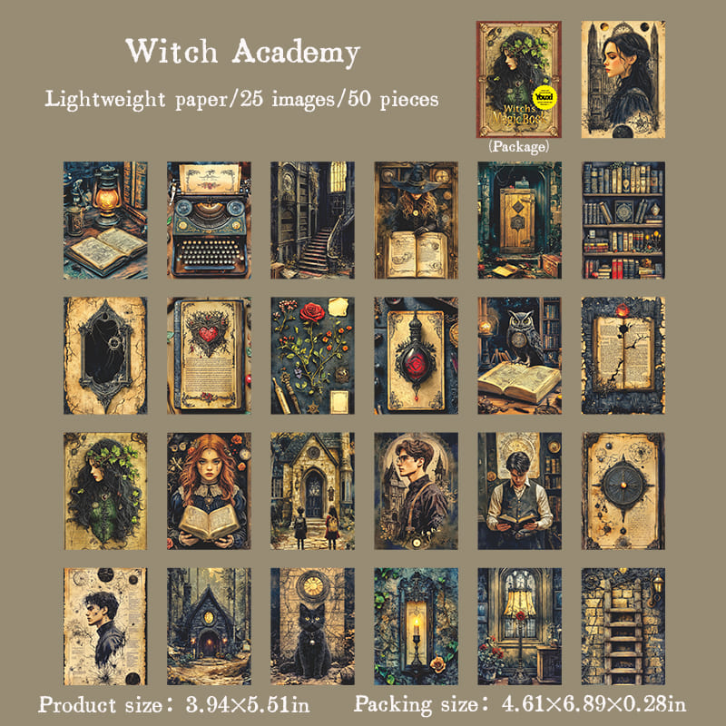 50PCS Witch Theme Scrapbook Paper