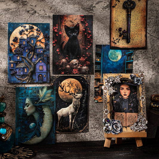 50PCS Witch Theme Scrapbook Paper