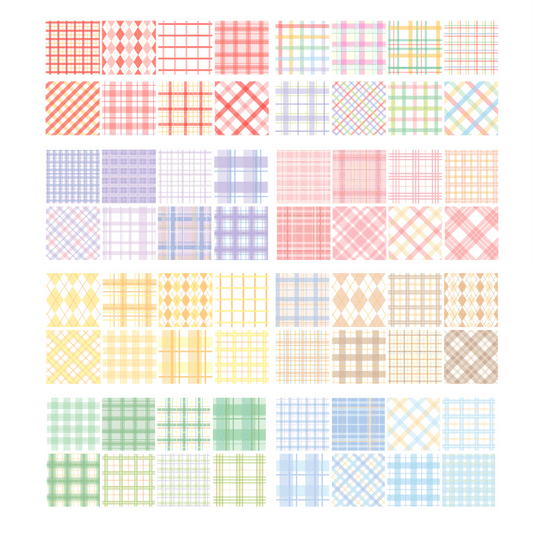 60PCS Plaid Pattern Washi Tape Set