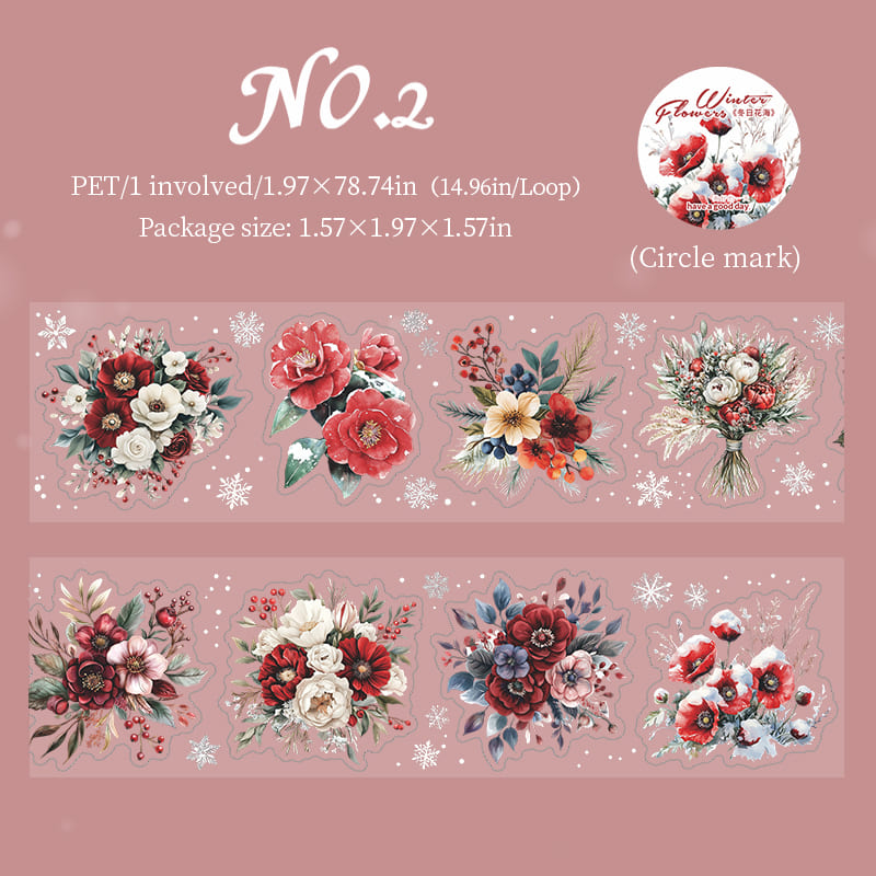 Winter Floral Die-Cut PET Tape