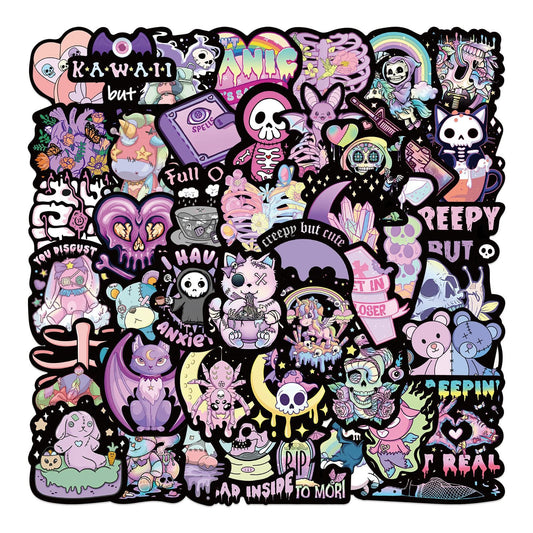 50PCS Gothic Dark Purple Sticker Pack