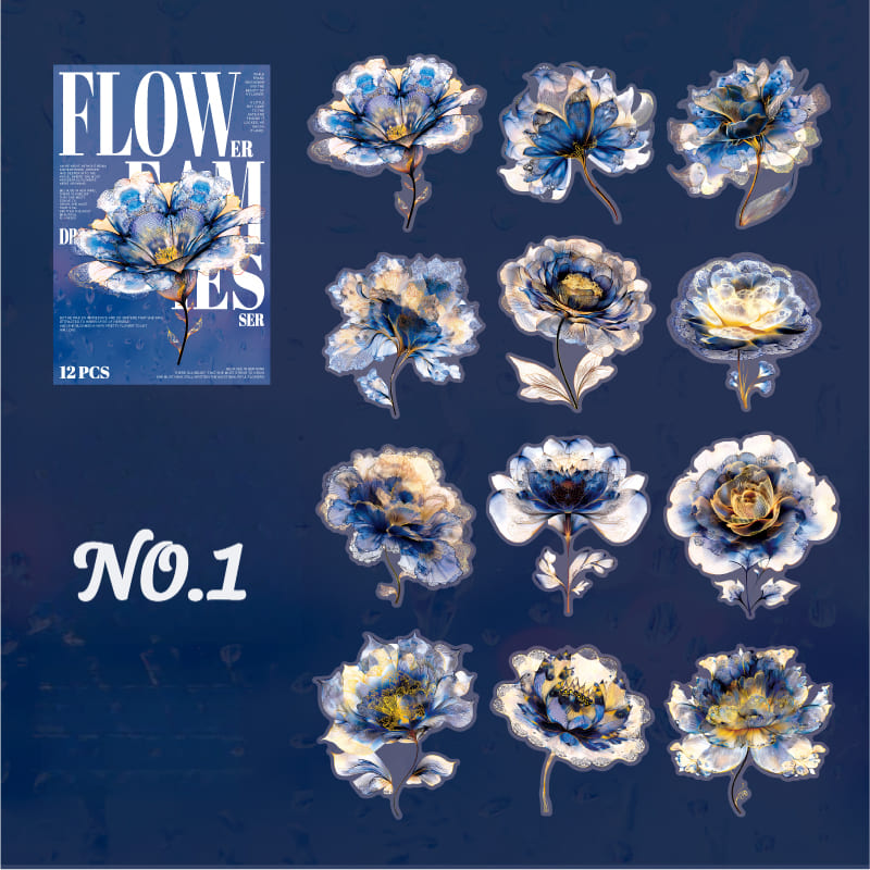 Gold Foil Floral PET Sticker Pack