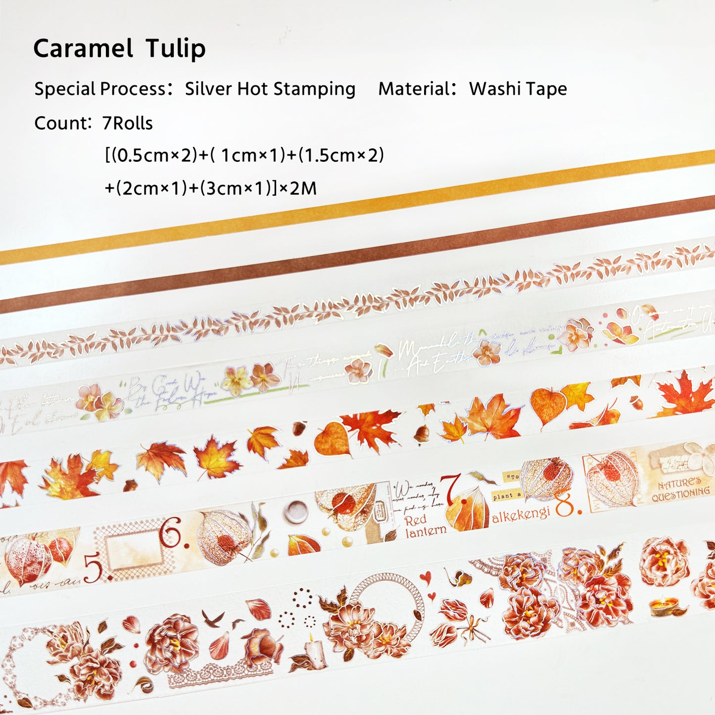 7PCS Flowers Series Washi Paper Tape