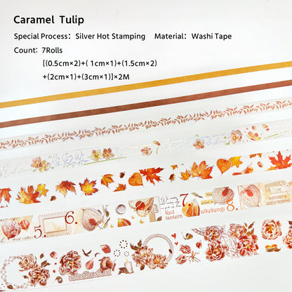 7PCS Flowers Series Washi Paper Tape