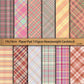 12PCS  Pink Plaid Scrapbook Paper