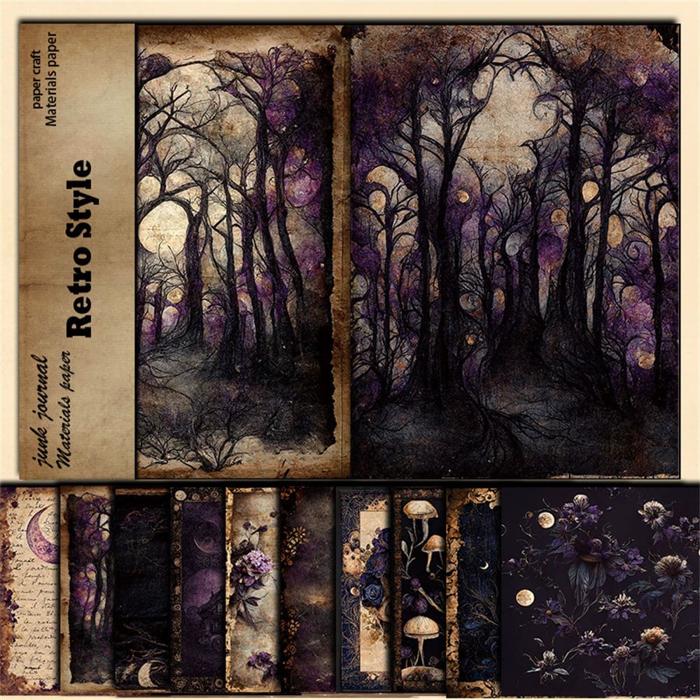 10PCS Purple Magic Scrapbook Paper
