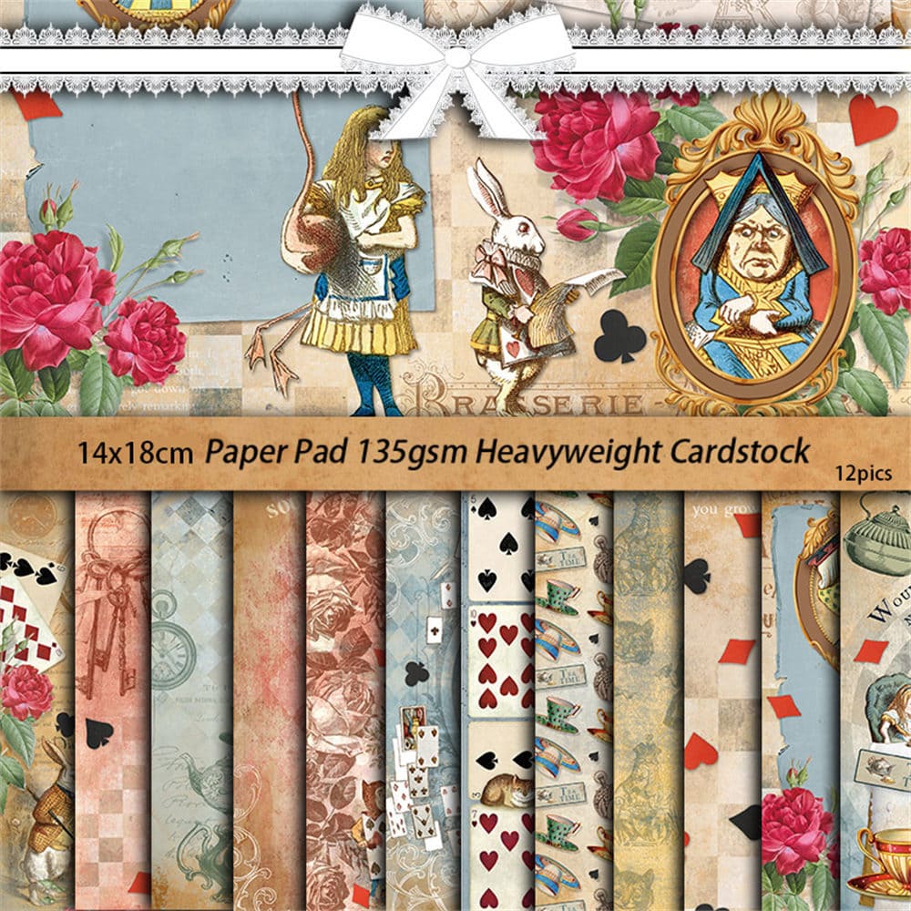 12PCS Alice's Gifts Scrapbook Paper