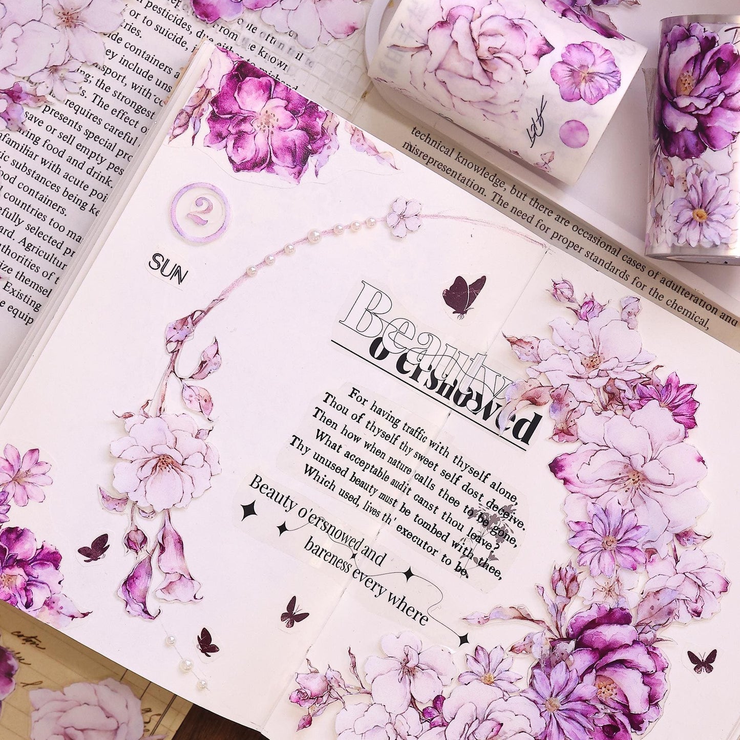 6cm*120cm Wild Rose Washi/PET Tape