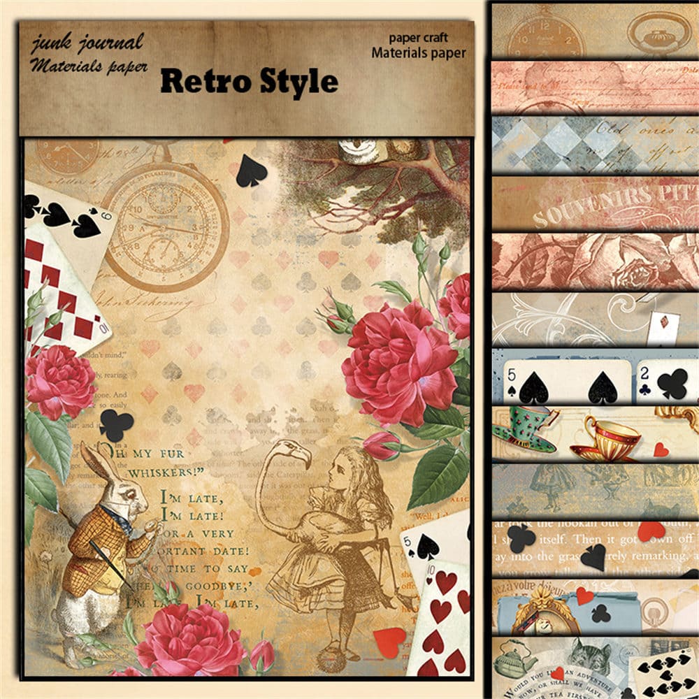 12PCS Alice's Gifts Scrapbook Paper