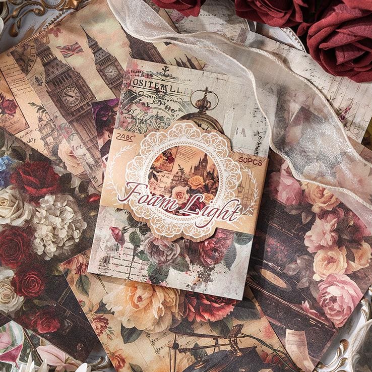 50PCS Floral Scrapbook Paper