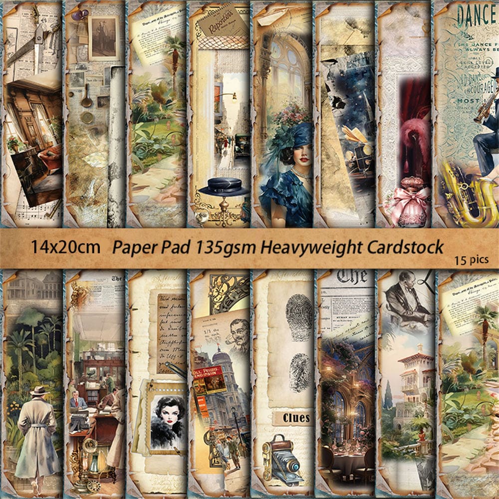 15PCS Vintage Lady Scrapbook Paper