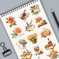 50PCS Orange Flower Sticker
