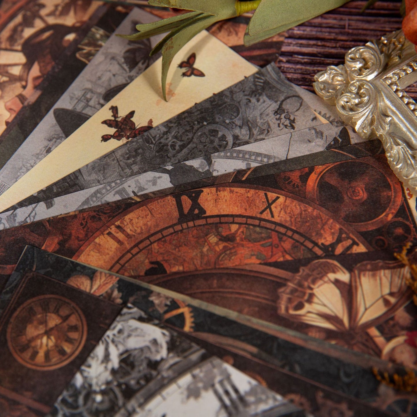 Steampunk Butterfly Series Vintage Scrapbook Paper