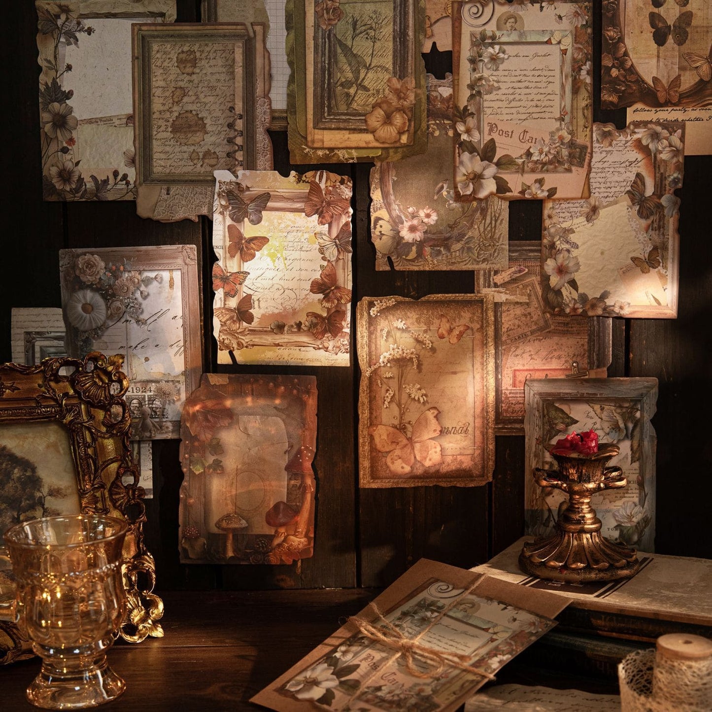 Vintage Wooden Frame Collage Scrapbook Paper