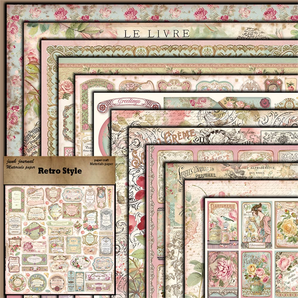 12PCS Rose Perfume Scrapbook Paper