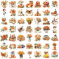 50PCS Orange Flower Sticker
