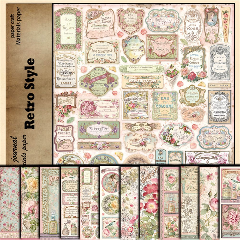 12PCS Rose Perfume Scrapbook Paper