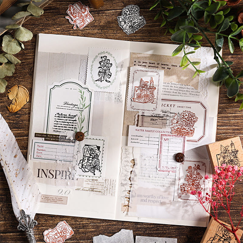 8-PCS Butterflies Dancing Among Flowers Wooden Stamps