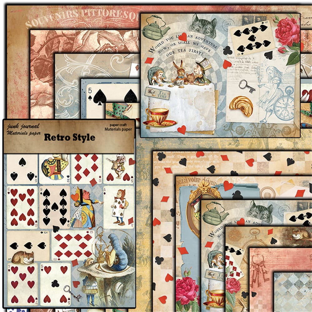 12PCS Alice's Gifts Scrapbook Paper