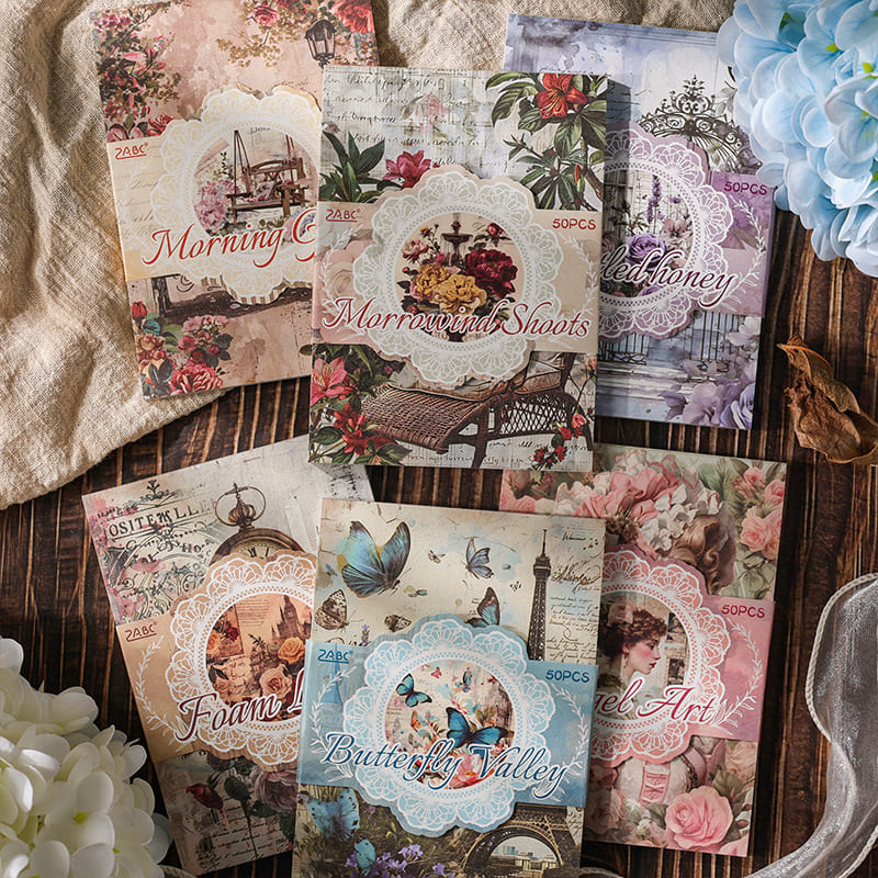 50PCS Floral Scrapbook Paper